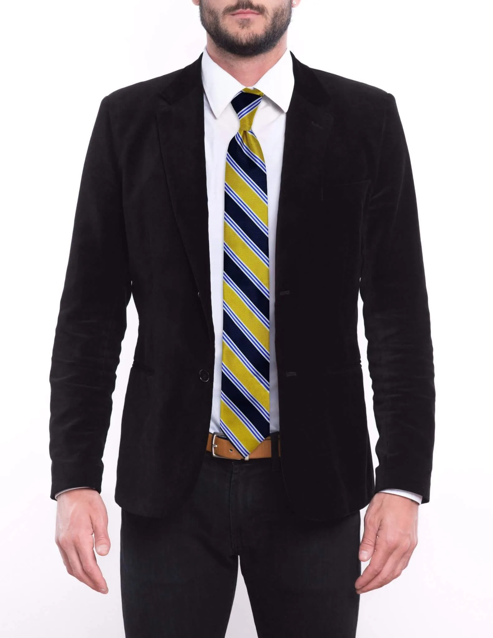 Blue Yellow Striped Tie