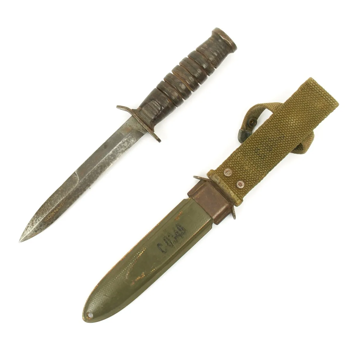 Original U.S. WWII M3 Utica Fighting Knife with M8 Scabbard